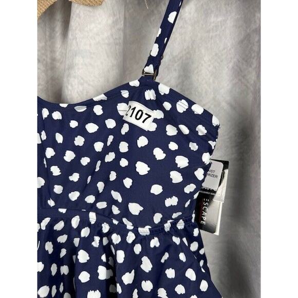 ISLAND ESCAPE Tiered Tankini Size 12 Navy/Wht - Picture 8 of 8